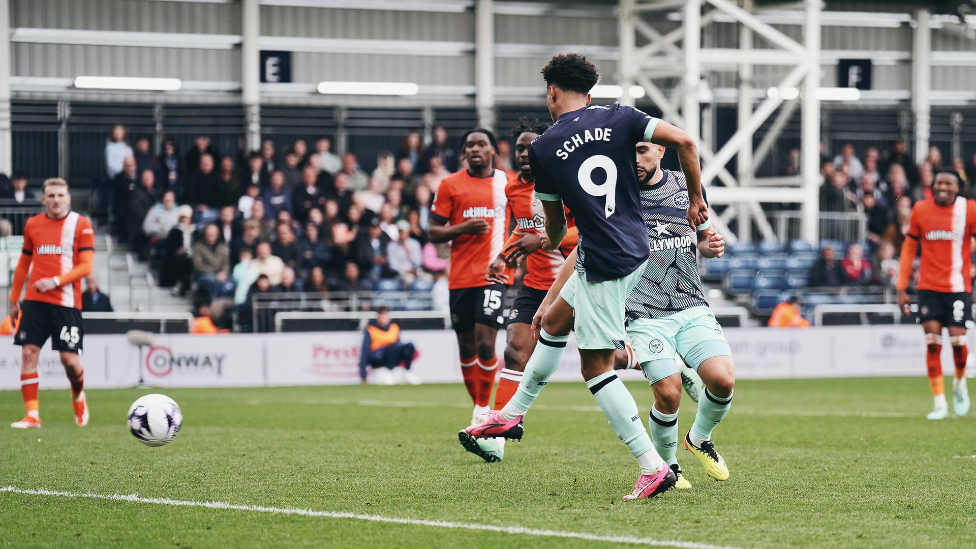 Emphatic: substitute Kevin Schade thumps home following Vitaly Janelt’s cutback